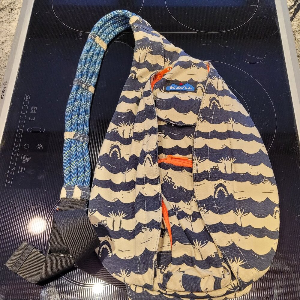 Kavu rope sling cross body bag Regular size . Shark Bait Nautical Theme